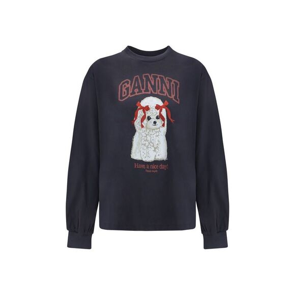 Ganni Sweaters - Ganni Black Cotton Women's Sweatshirt